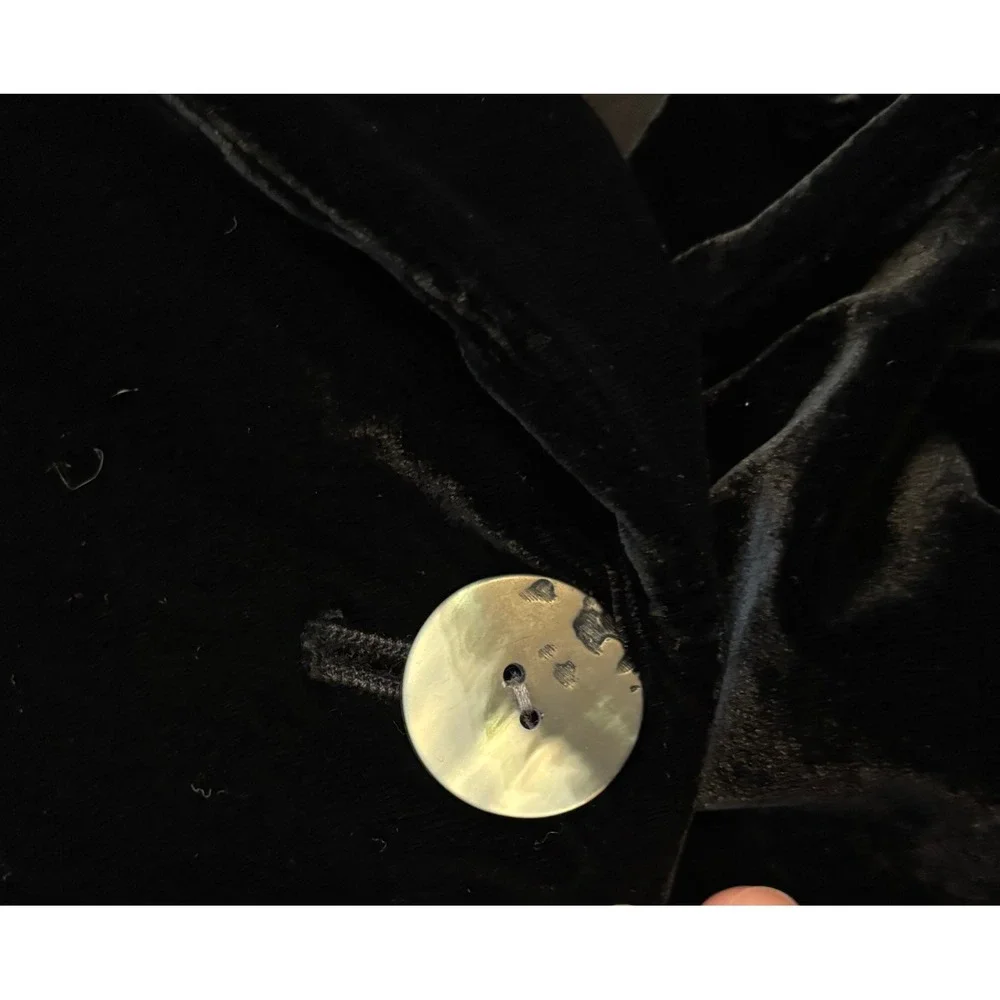J Jill Black Velvet Shawl Collar Blazer Jacket Shell Button Women Size‎ L 2045